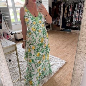 Floral Lemon Print Swimsuit and Skirt Set